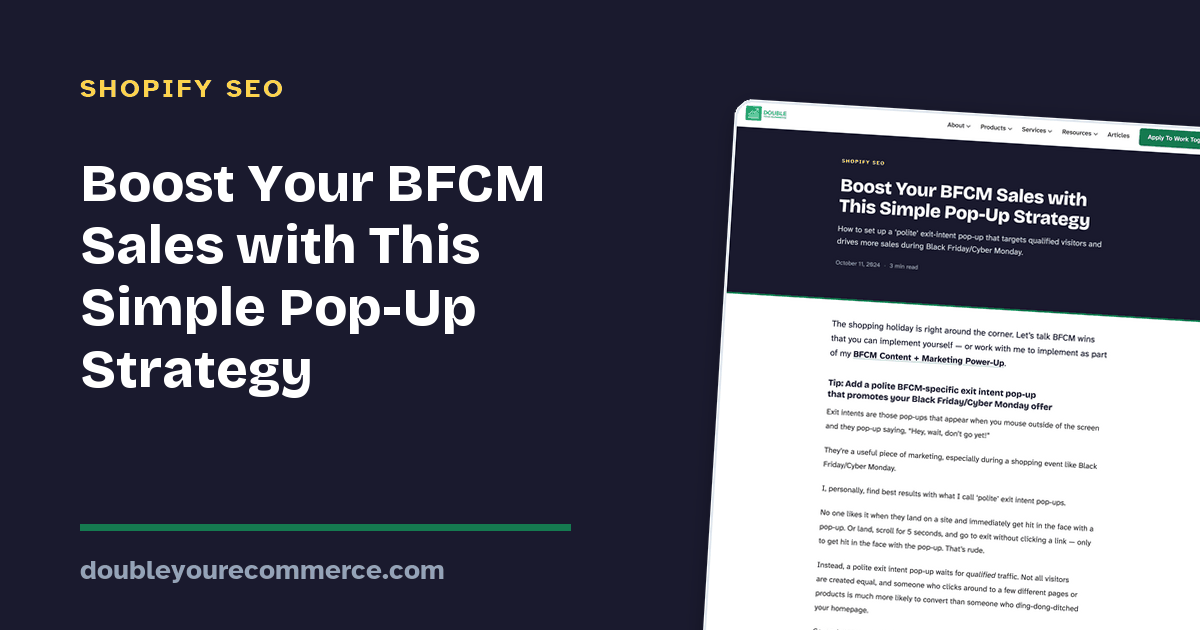 Boost Your BFCM Sales with This Simple Pop-Up Strategy - Double Your ...